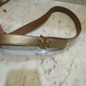 Tory Burch Gold and Brown Reversible  Women's Belt